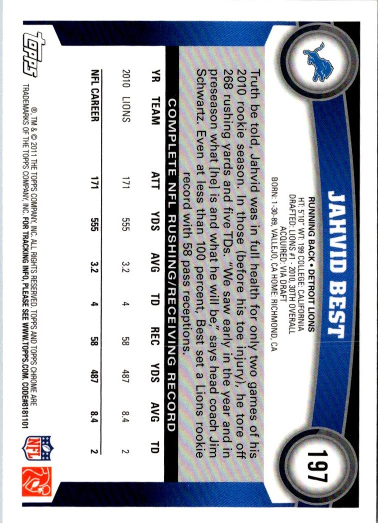 2011 Topps Chrome Jahvid Best