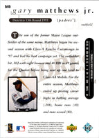 1998 Upper Deck Gary Matthews Jr. #545 Rookie