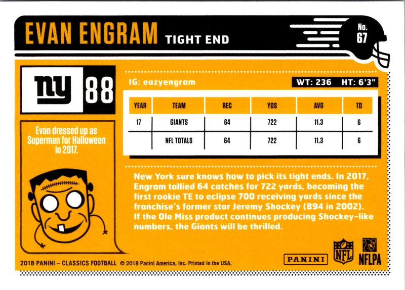 2018 Panini Classics Evan Engram