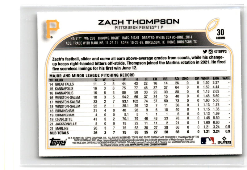 2022 Topps Chrome Zach Thompson