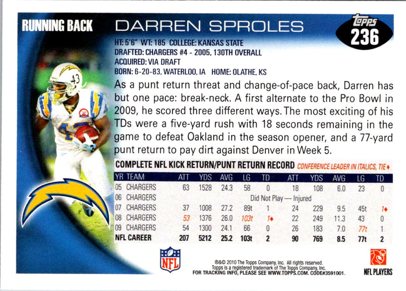 2010 Topps Darren Sproles