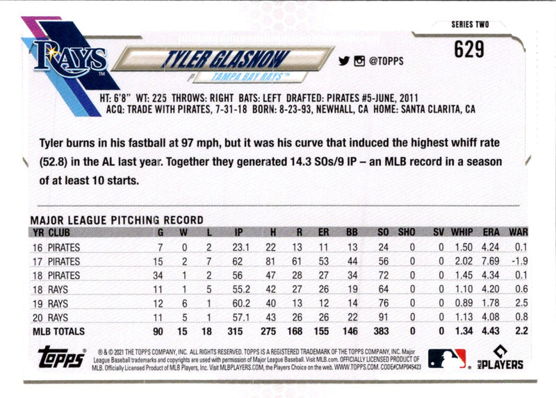 2021 Topps Orange Star Tyler Glasnow