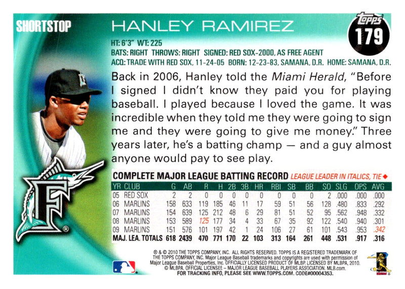 2010 Topps Opening Day Hanley Ramirez