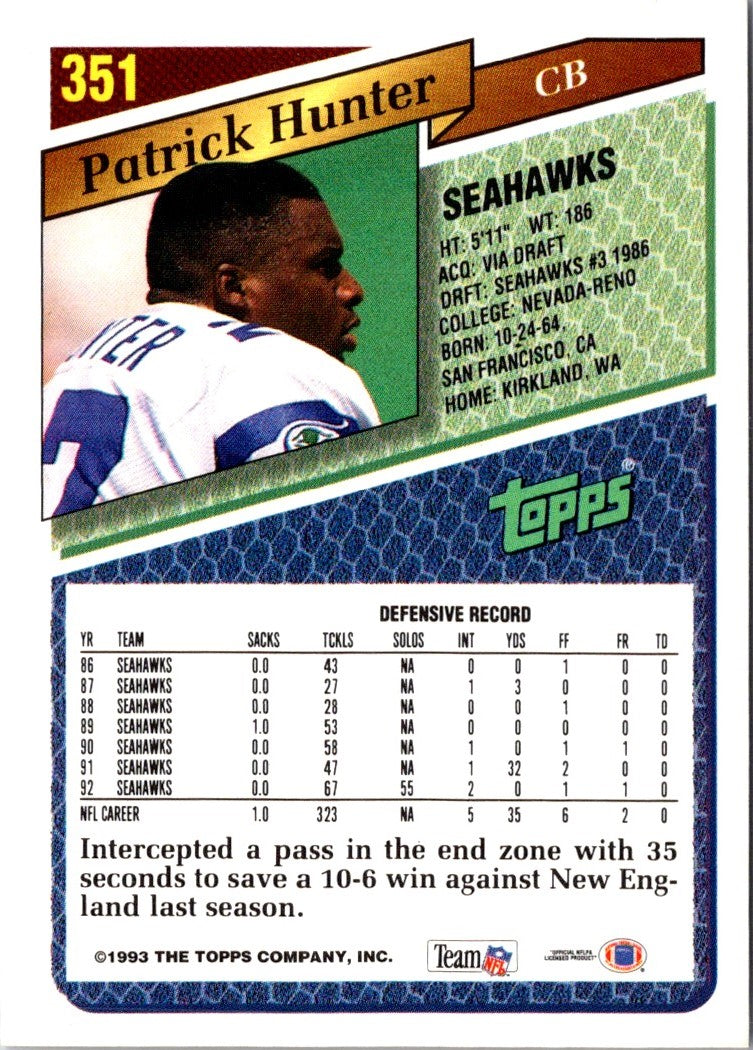 1993 Topps Patrick Hunter