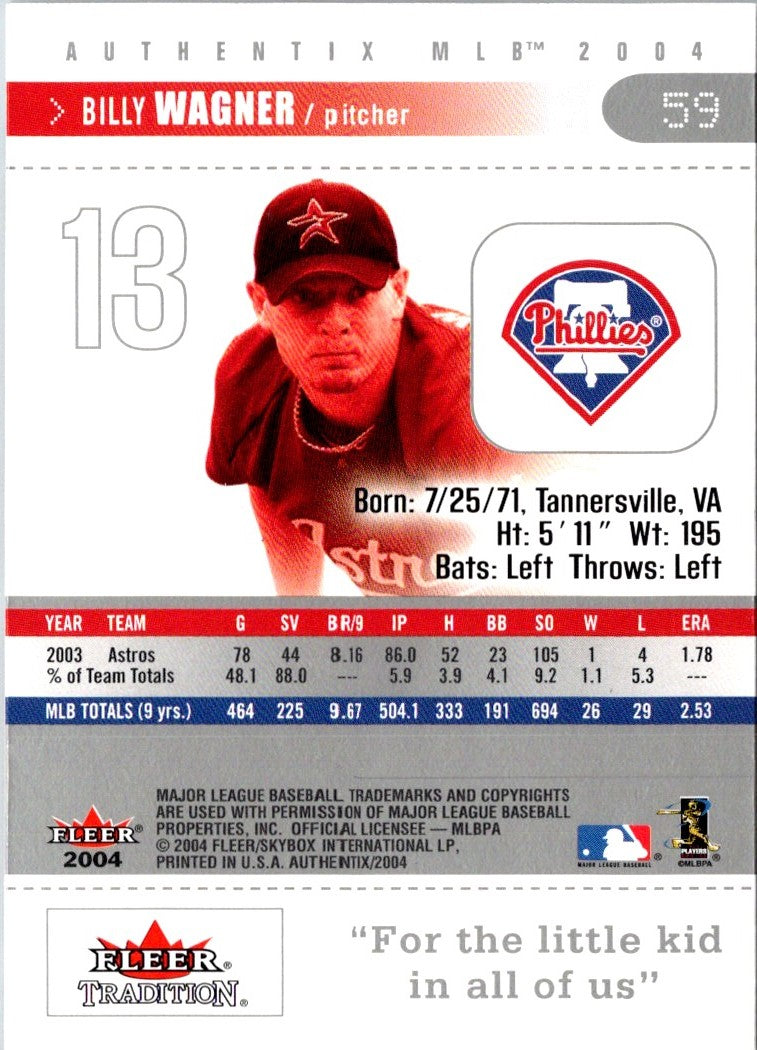 2004 Fleer Authentix Billy Wagner