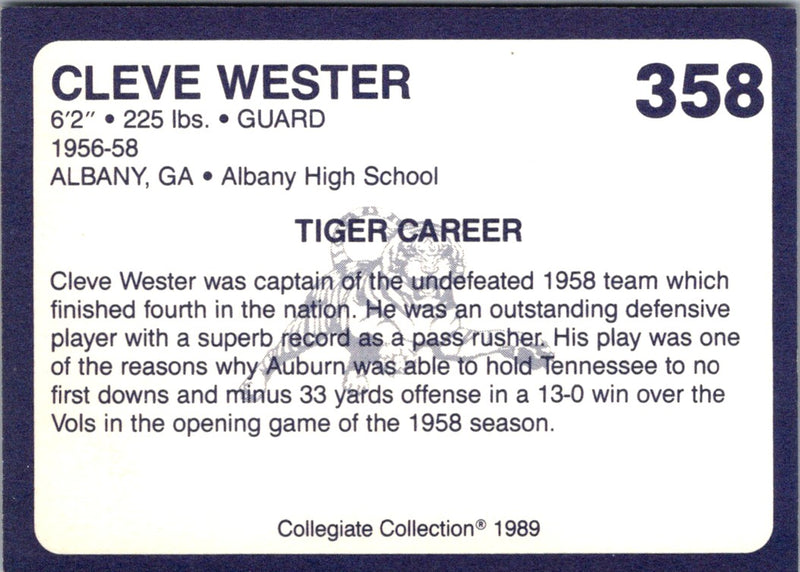 1989 Collegiate Collection Auburn Coke 580 Cleve Wester