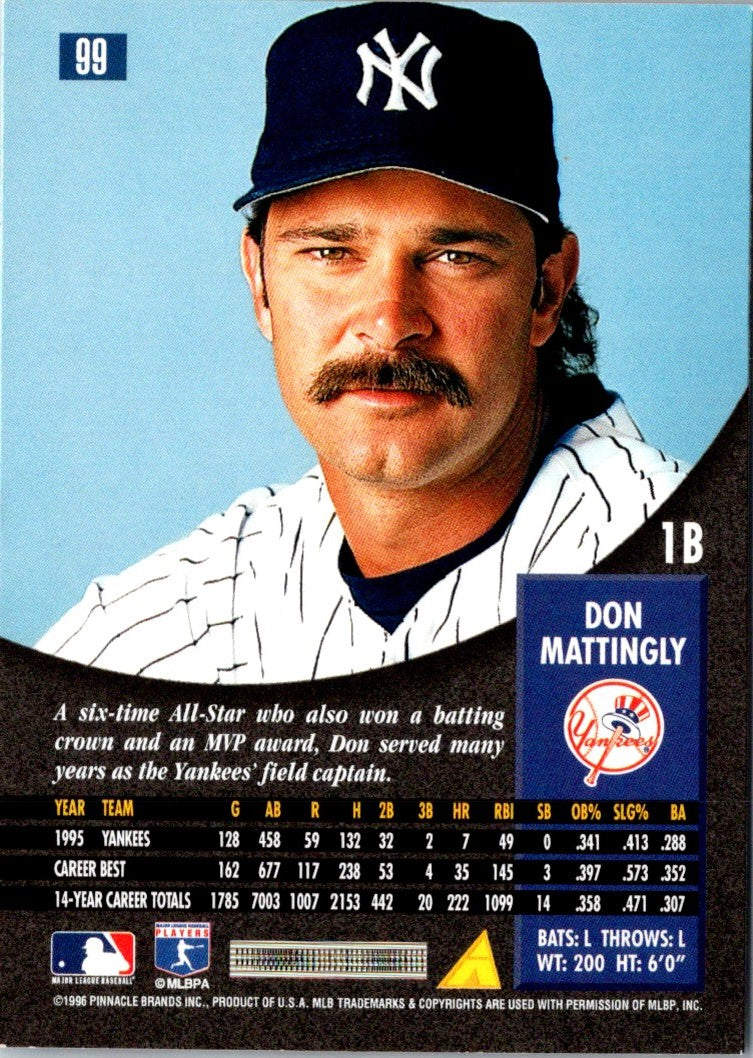 1996 Pinnacle Don Mattingly