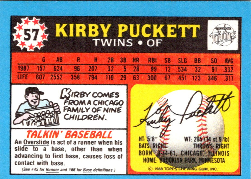 1988 Topps UK Minis Kirby Puckett