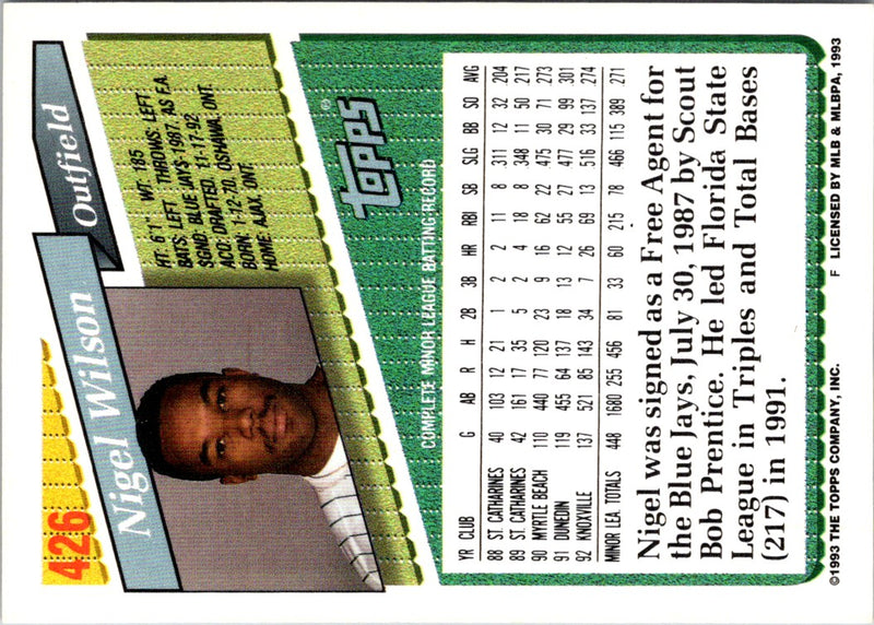 1993 Topps Nigel Wilson