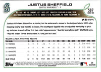 2022 Topps Justus Sheffield #587
