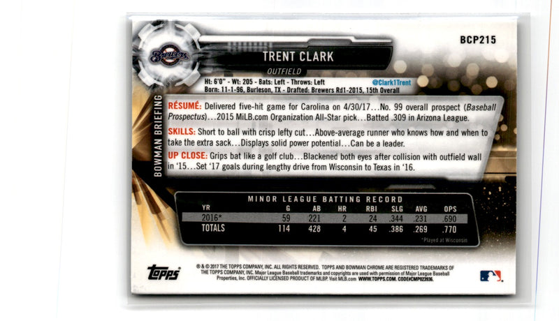 2016 Bowman Chrome Prospects Trent Clark