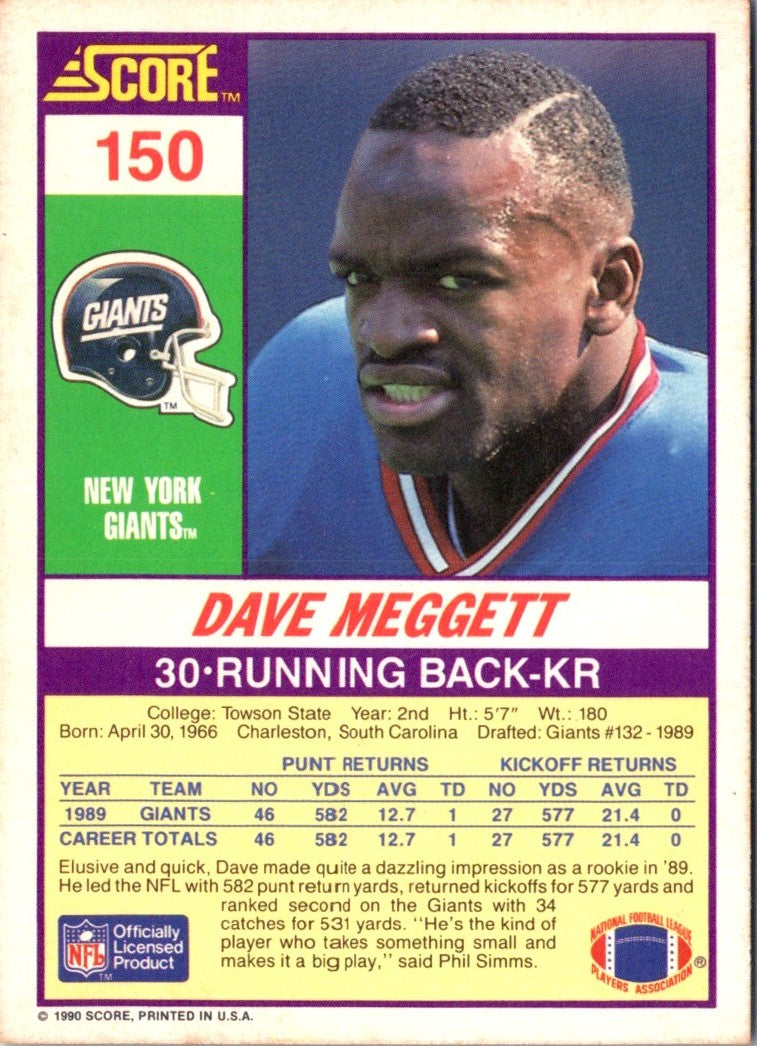 1990 Score Dave Meggett