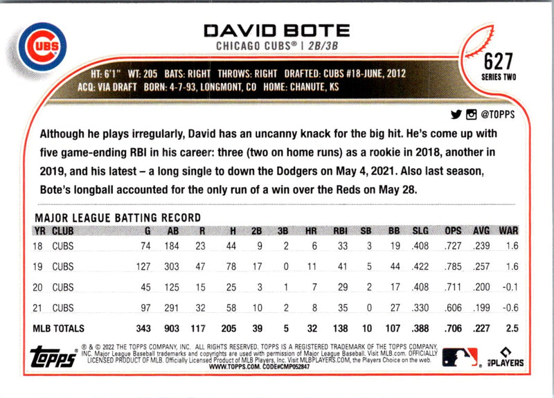 2022 Topps David Bote