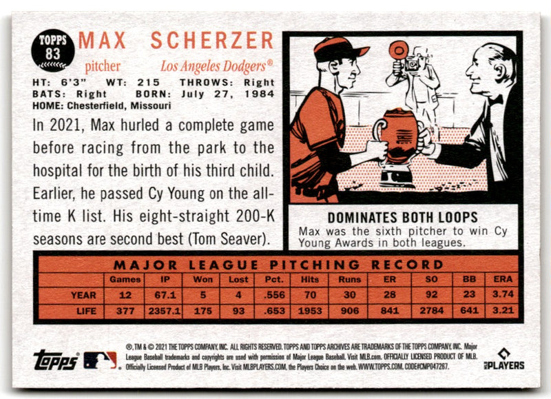 2021 Topps Archives Max Scherzer