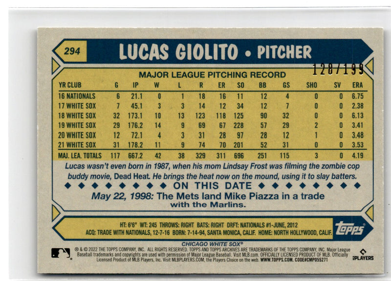 2021 Topps Archives Lucas Giolito