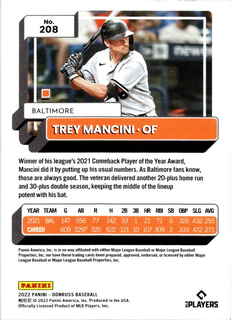 2022 Donruss Holo Orange Trey Mancini