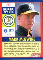 1991 Score 100 Superstars Mark McGwire #39
