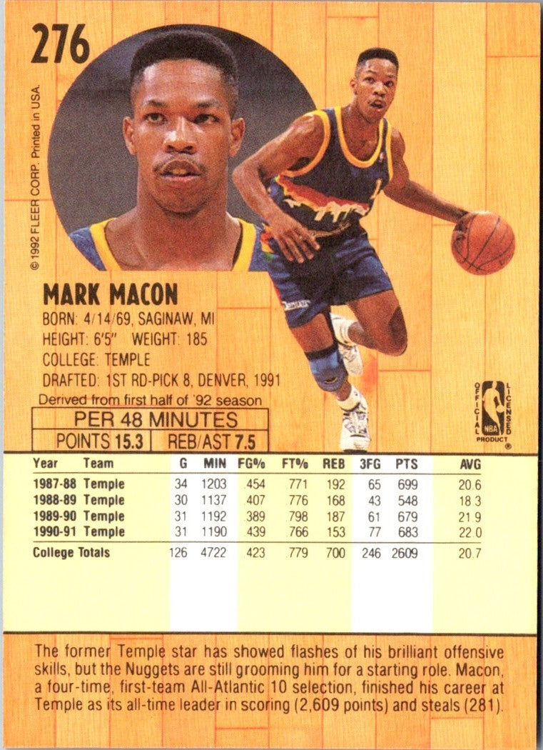 1991 Fleer Mark Macon