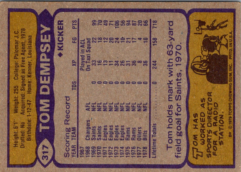 1979 Topps Tom Dempsey