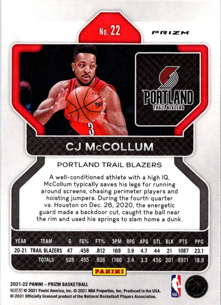 2021 Panini Prizm Hyper Red CJ McCollum