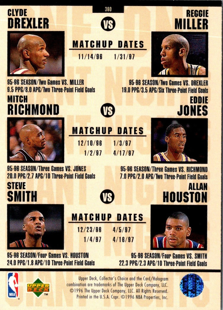 1996 Collector's Choice One on 5x7 Jumbos Jim Jackson/Jerry Stackhouse