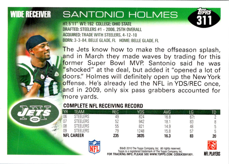 2010 Topps Santonio Holmes