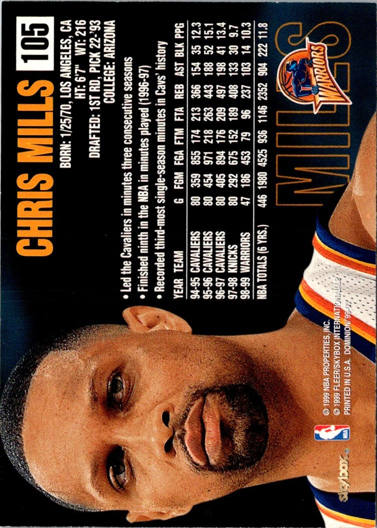 1999 SkyBox Dominion Chris Mills