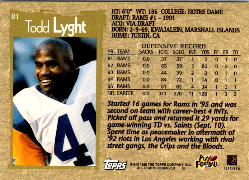 1996 Topps Todd Lyght