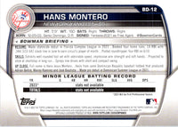 2023 Bowman Draft Hans Montero #BD-12 Rookie