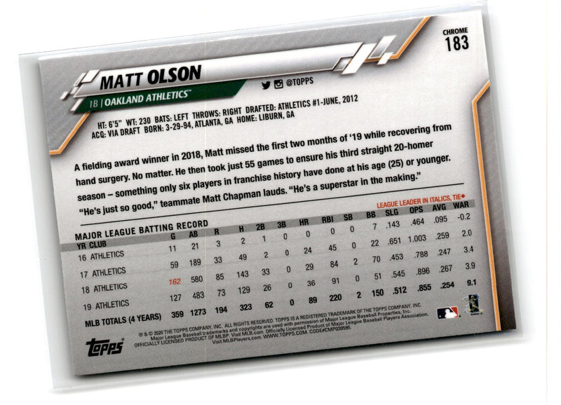 2020 Topps Chrome Matt Olson