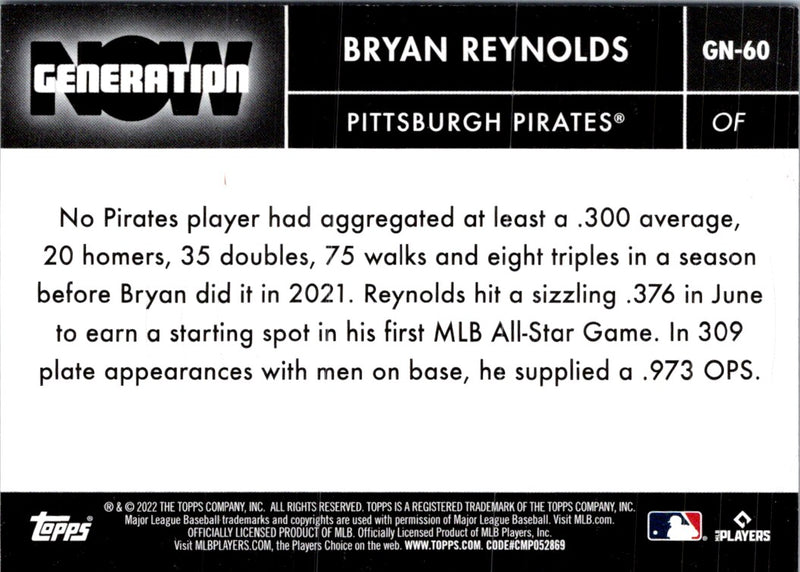 2022 Topps Generation Now Bryan Reynolds