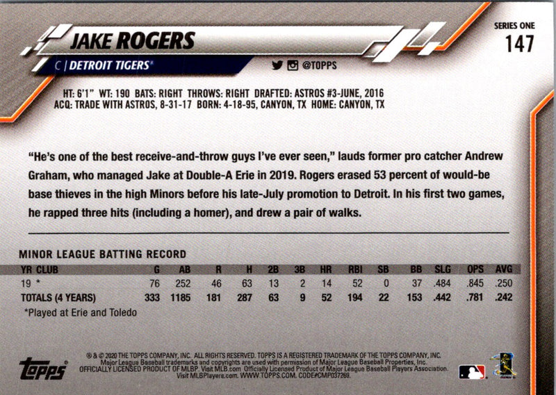 2020 Topps Jake Rogers