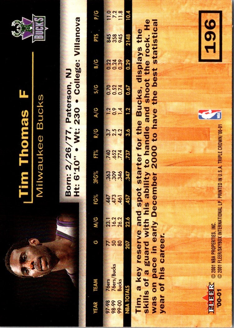 2000 Fleer Triple Crown Tim Thomas