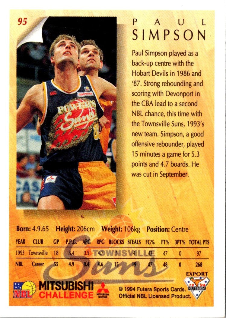 1994 Australian Futera NBL Paul Simpson