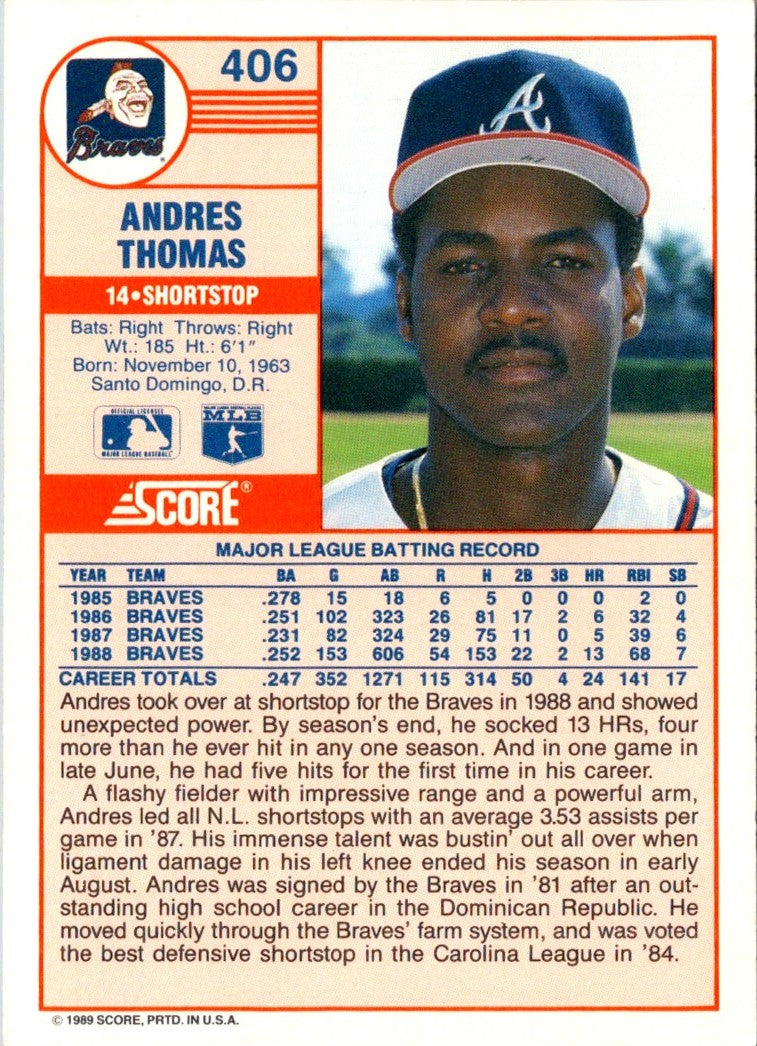1989 Score Andres Thomas