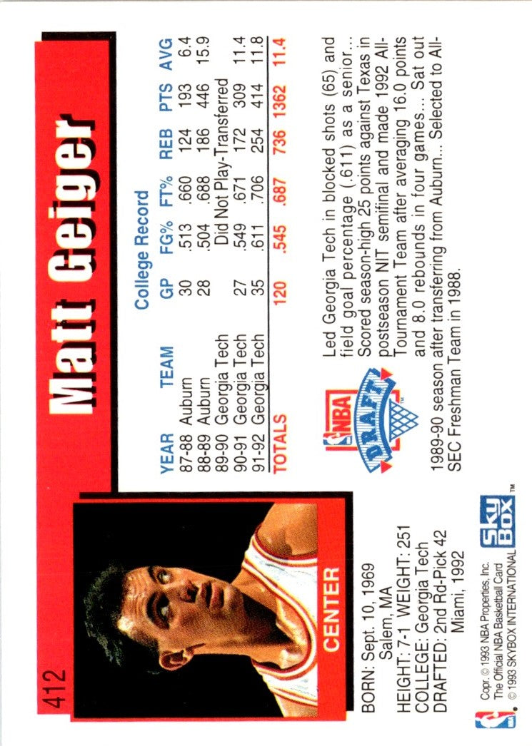 1992 Hoops Matt Geiger