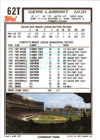1992 Topps Traded Gene Lamont #62T