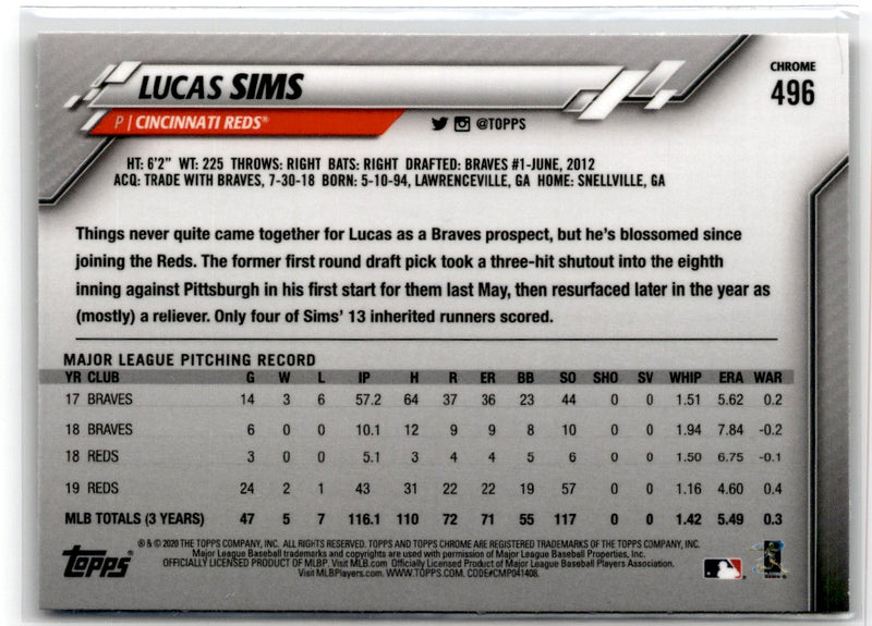 2020 Topps Chrome Sapphire Edition Lucas Sims