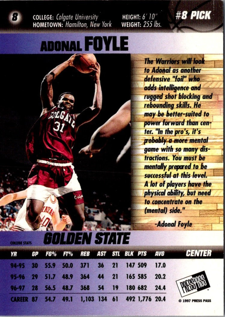 1997 Press Pass Double Threat Adonal Foyle