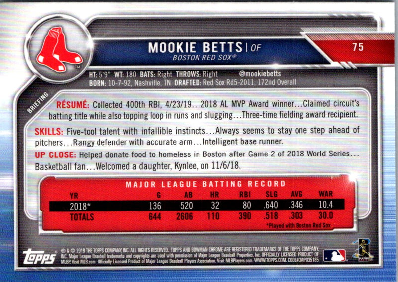 2019 Bowman Chrome Mookie Betts