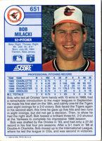 1989 Score Bob Milacki #651 Rookie