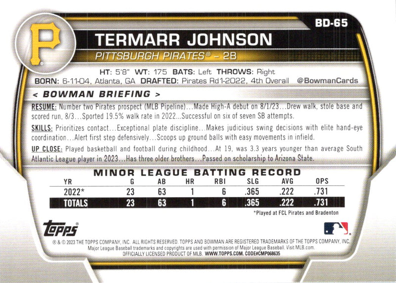 2023 Bowman Draft Termarr Johnson