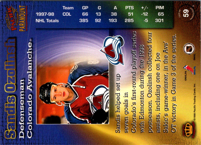 1998 Pacific Paramount Sandis Ozolinsh