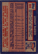 1984 Topps Nestle Lenny Faedo