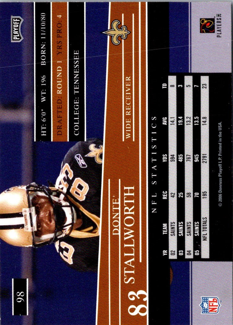 2006 Playoff Prestige Donte Stallworth