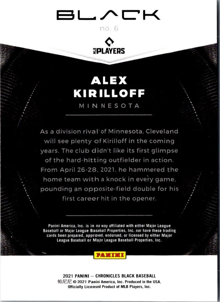 2021 Panini Chronicles Black Alex Kirilloff