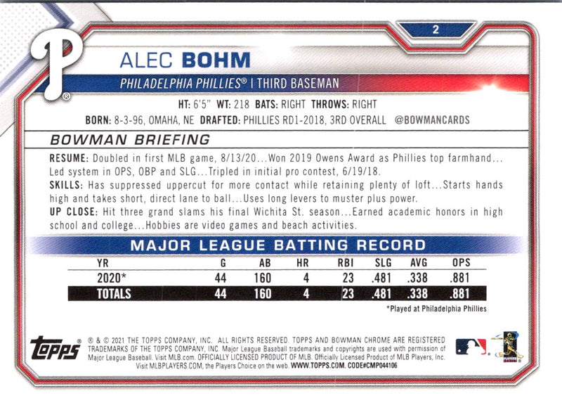 2021 Bowman Alec Bohm