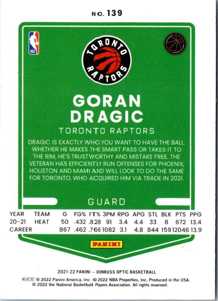 2021 Donruss Optic Red Goran Dragic