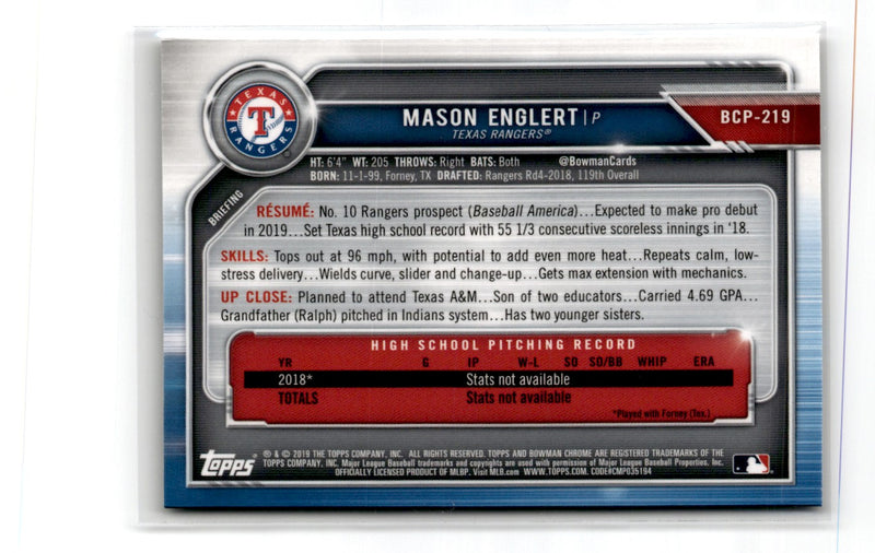 2019 Bowman Chrome Prospects Mason Englert