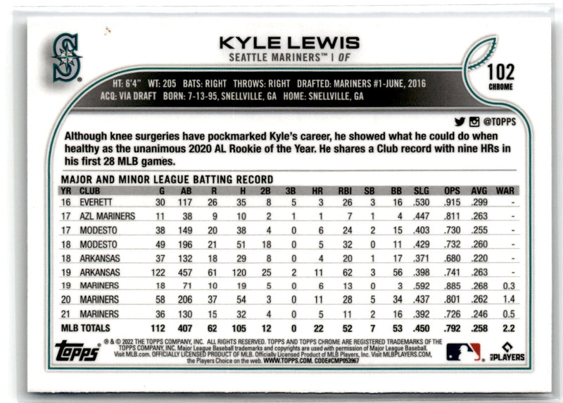 2022 Topps Chrome Kyle Lewis